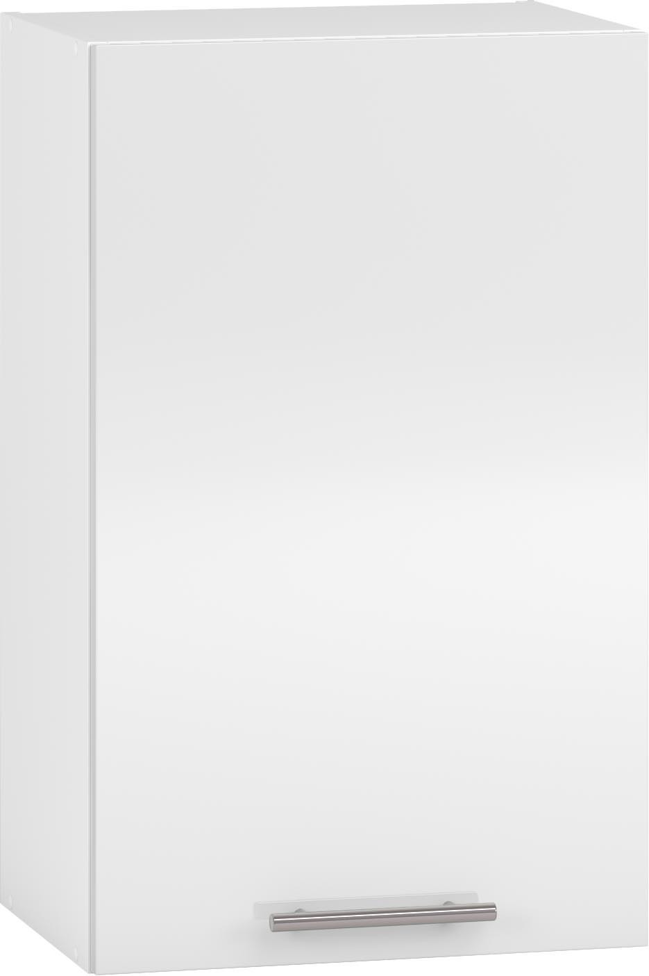 Frontowy widok białej szafki kuchennej VENTO G-45/72 z prostą metalową rączką.