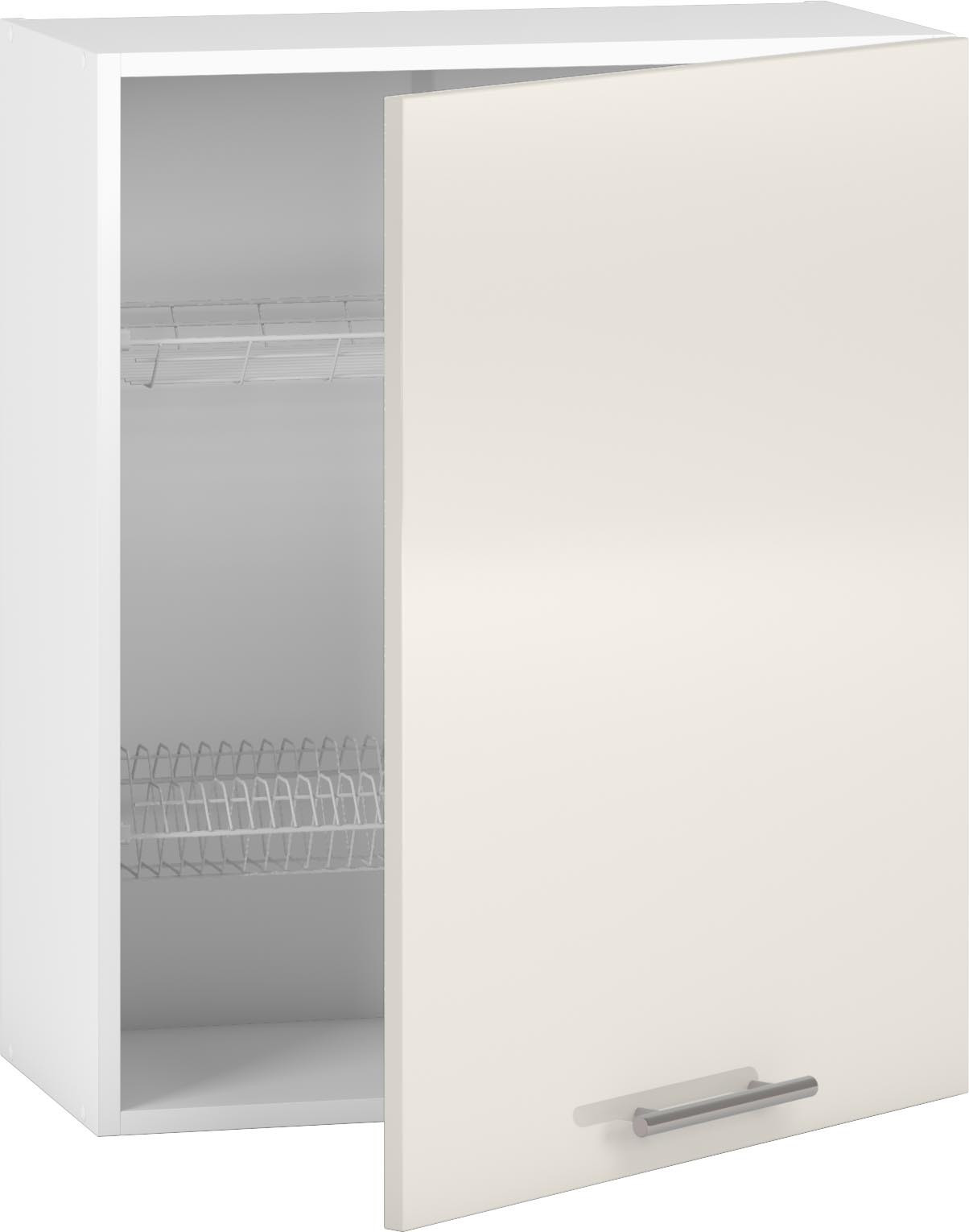 Szafka kuchenna VENTO GC-60/72 z ociekaczem, beżowa, widok z przodu z otwartymi drzwiami.