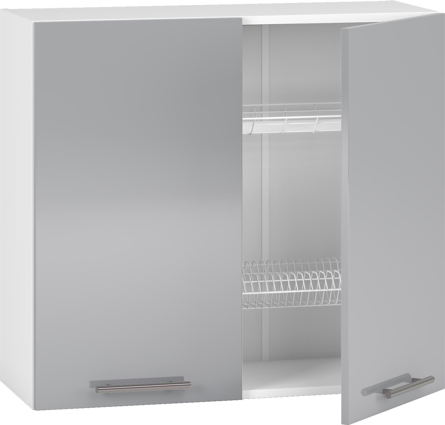 Górna szafka kuchenna VENTO GC-80/72 z ociekaczem, jasny popiel, widok z przodu.