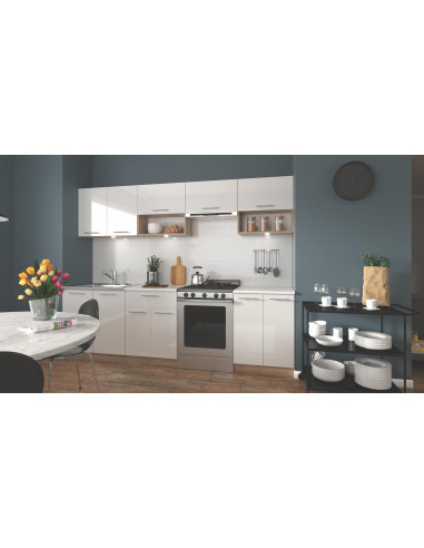 VIOLA 260 Zestaw Kuchenny Dąb Sonoma/Biały Połysk - Przestronność i Blask