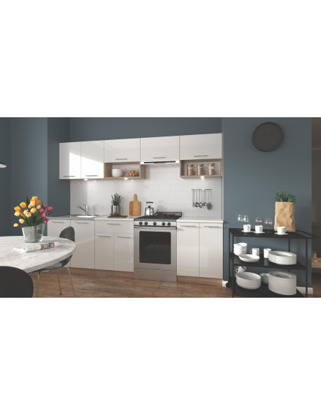 VIOLA 260 Zestaw Kuchenny Dąb Sonoma/Biały Połysk - Przestronność i Blask