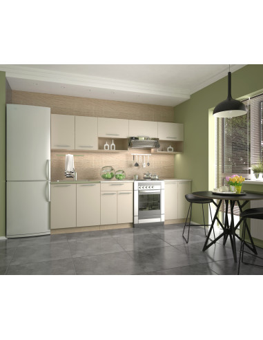 VIOLA 260 cm Zestaw Kuchenny Dąb Sonoma/Wanilia - Podnośniki Gazowe