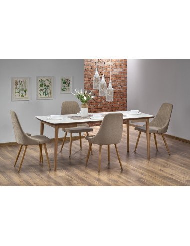 BARRET Stół Rozkładany 90-190cm Biały/Dąb Lefkas - Stylowa Funkcjonalność