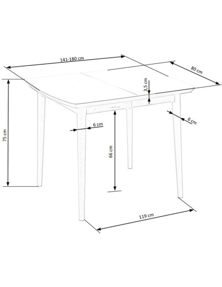 BARRET Stół Rozkładany 90-190cm Biały/Dąb Lefkas - Stylowa Funkcjonalność