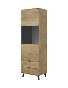 NEST W-2 Witryna 60/45/192 cm Dąb Lefkas/Czarny - Przestrzeń i Styl