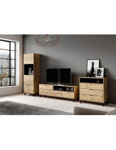 NEST W-2 Witryna 60/45/192 cm Dąb Lefkas/Czarny - Przestrzeń i Styl 2