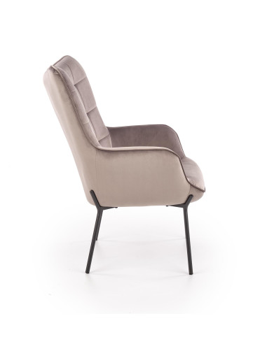 CASTEL Fotel Wypoczynkowy Pikowany Jasny Popiel Velvet - Elegancja i Komfort