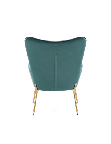 CASTEL Fotel Wypoczynkowy Pikowany Ciemnozielony | Velvet ze Złotymi Nogami