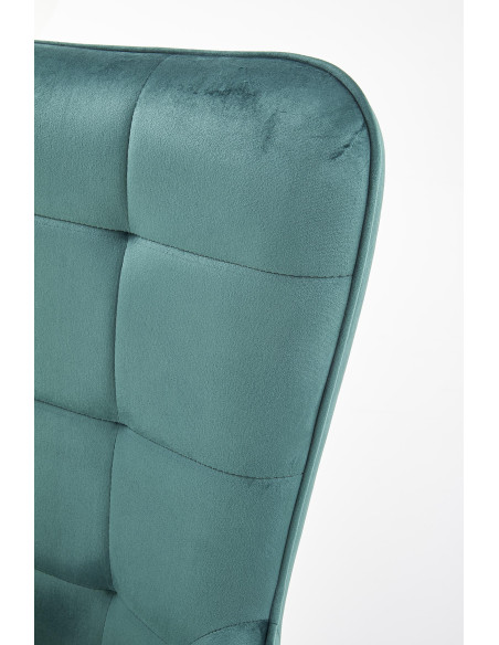 CASTEL Fotel Wypoczynkowy Pikowany Ciemnozielony | Velvet ze Złotymi Nogami