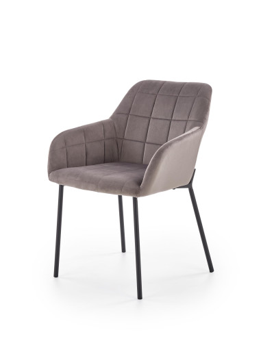 K305 Krzesło Popielaty Velvet z Czarnymi Nogami - Nowoczesność i Wygoda