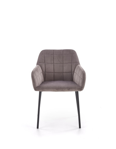 K305 Krzesło Popielaty Velvet z Czarnymi Nogami - Nowoczesność i Wygoda