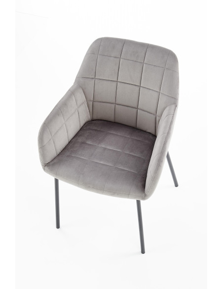 K305 Krzesło Popielaty Velvet z Czarnymi Nogami - Nowoczesność i Wygoda