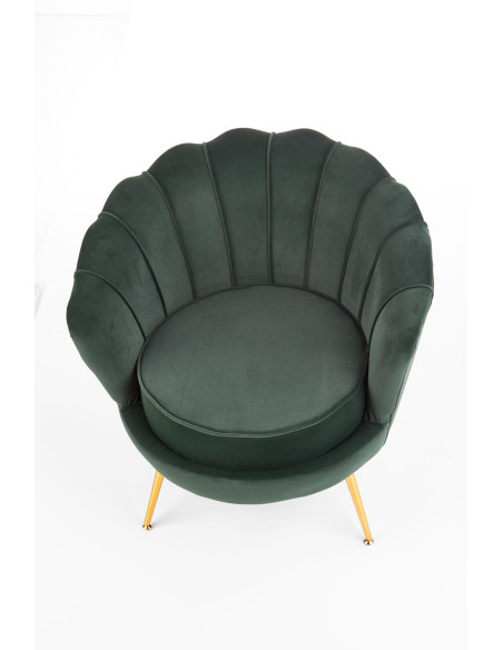 AMORINITO Fotel Wypoczynkowy Zielony Velvet/Złote Nóżki - Luksusowy Odpoczynek