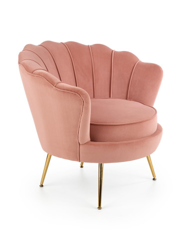 AMORINITO Fotel Wypoczynkowy Różowy Velvet/Złote Nóżki - Komfort i Elegancja