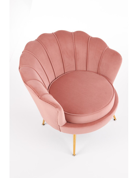 AMORINITO Fotel Wypoczynkowy Różowy Velvet/Złote Nóżki - Komfort i Elegancja