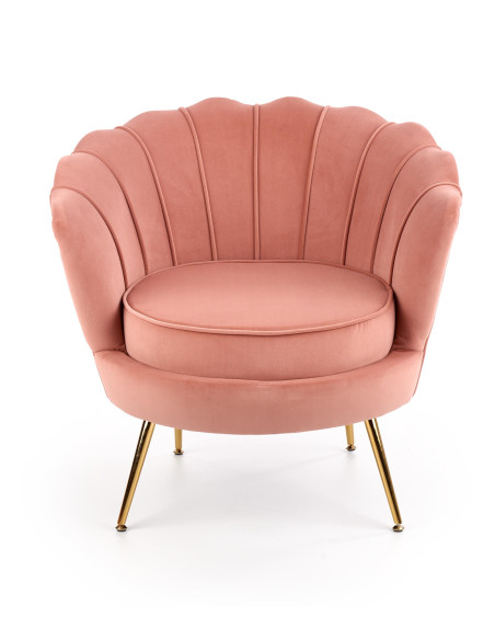 AMORINITO Fotel Wypoczynkowy Różowy Velvet/Złote Nóżki - Komfort i Elegancja