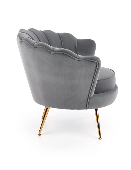 AMORINITO Fotel Wypoczynkowy Popielaty Velvet/Złote Nóżki - Subtelny Luxus