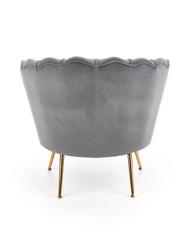 AMORINITO Fotel Wypoczynkowy Popielaty Velvet/Złote Nóżki - Subtelny Luxus