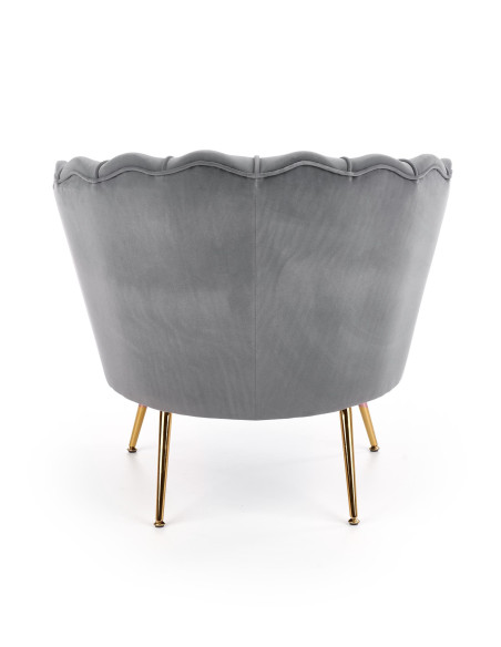 AMORINITO Fotel Wypoczynkowy Popielaty Velvet/Złote Nóżki - Subtelny Luxus
