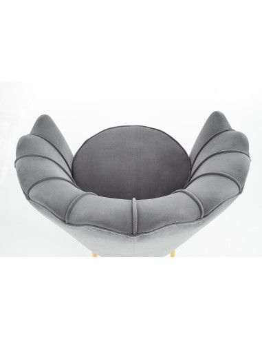 AMORINITO Fotel Wypoczynkowy Popielaty Velvet/Złote Nóżki - Subtelny Luxus