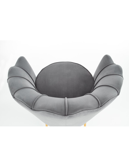 AMORINITO Fotel Wypoczynkowy Popielaty Velvet/Złote Nóżki - Subtelny Luxus