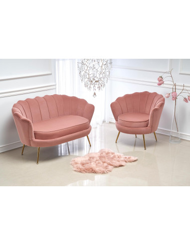 AMORINITO XL Fotel Wypoczynkowy Różowy Velvet/Złote Nóżki - Elegancja XL