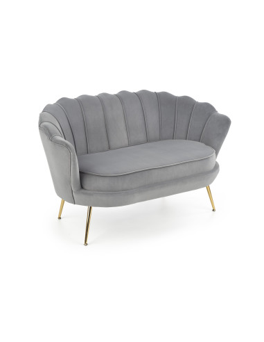 AMORINITO XL Fotel Wypoczynkowy Popielaty Velvet/Złote Nóżki - Przestronność XL