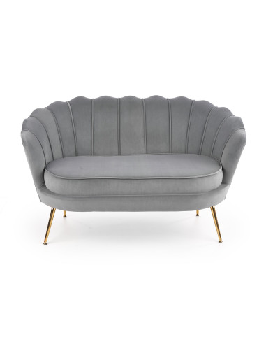 AMORINITO XL Fotel Wypoczynkowy Popielaty Velvet/Złote Nóżki - Przestronność XL