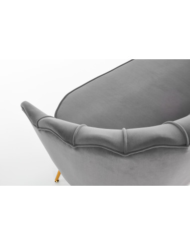 AMORINITO XL Fotel Wypoczynkowy Popielaty Velvet/Złote Nóżki - Przestronność XL