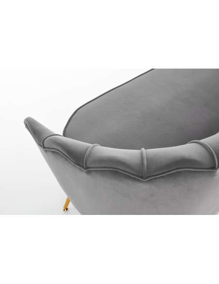 AMORINITO XL Fotel Wypoczynkowy Popielaty Velvet/Złote Nóżki - Przestronność XL