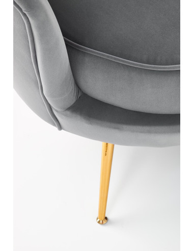 AMORINITO XL Fotel Wypoczynkowy Popielaty Velvet/Złote Nóżki - Przestronność XL