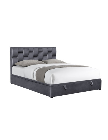 ANNABEL Łóżko 160x200 cm z Pojemnikiem i Designerskim Zagłówkiem Popielate