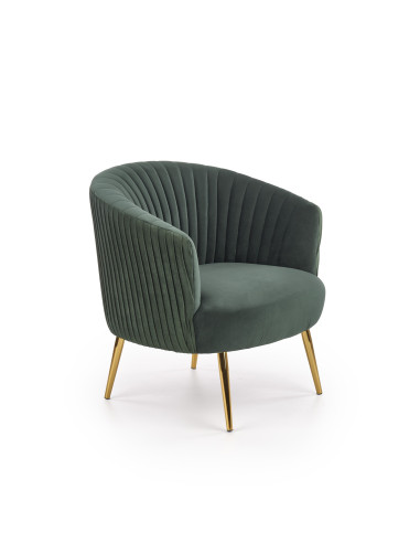 CROWN Fotel Wypoczynkowy Kubełkowy Zielony VELVET/Złote Nóżki - Glamour