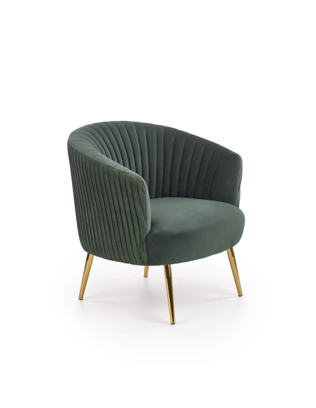 CROWN Fotel Wypoczynkowy Kubełkowy Zielony VELVET/Złote Nóżki - Glamour