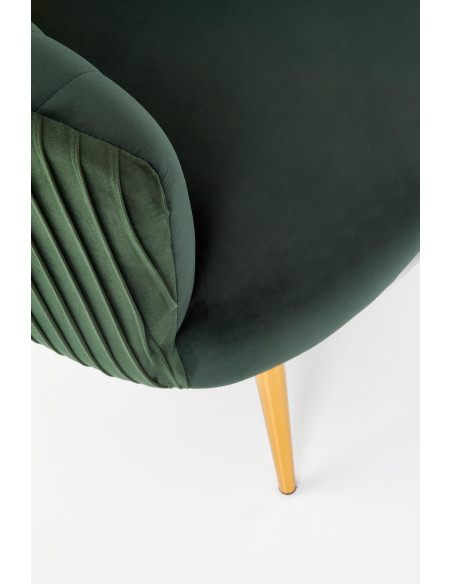 CROWN Fotel Wypoczynkowy Kubełkowy Zielony VELVET/Złote Nóżki - Glamour