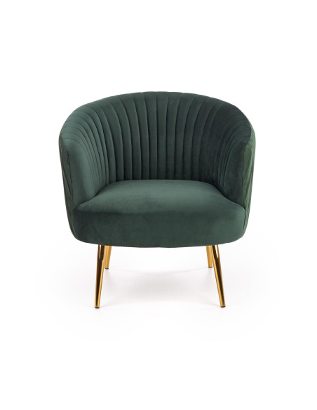 CROWN Fotel Wypoczynkowy Kubełkowy Zielony VELVET/Złote Nóżki - Glamour