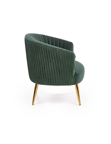 CROWN Fotel Wypoczynkowy Kubełkowy Zielony VELVET/Złote Nóżki - Glamour