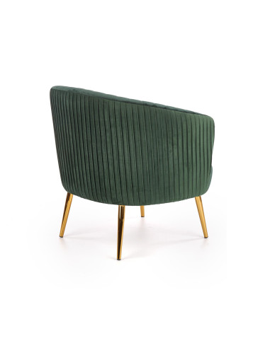 CROWN Fotel Wypoczynkowy Kubełkowy Zielony VELVET/Złote Nóżki - Glamour