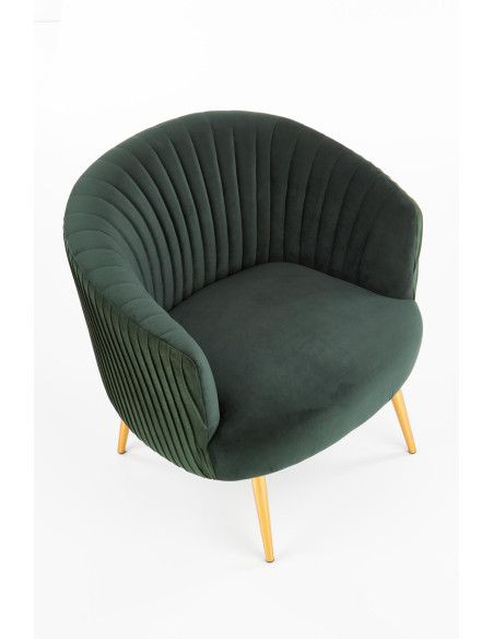 CROWN Fotel Wypoczynkowy Kubełkowy Zielony VELVET/Złote Nóżki - Glamour