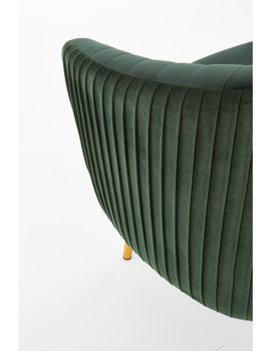 CROWN Fotel Wypoczynkowy Kubełkowy Zielony VELVET/Złote Nóżki - Glamour