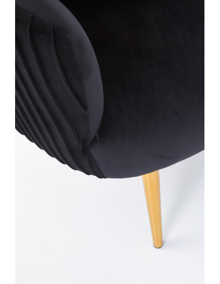 CROWN Fotel Wypoczynkowy Kubełkowy Czarny VELVET/Złote Nóżki - Glamour