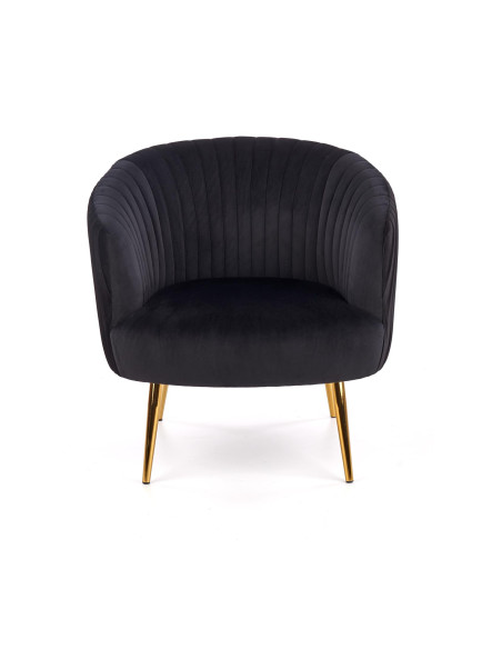 CROWN Fotel Wypoczynkowy Kubełkowy Czarny VELVET/Złote Nóżki - Glamour
