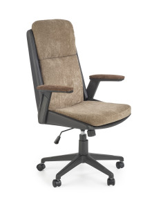 Fotel gabinetowy HERBIC tkanina / eco skóra / brązowy / czarny