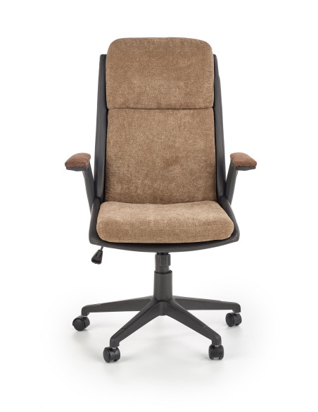 Fotel gabinetowy HERBIC tkanina / eco skóra / brązowy / czarny