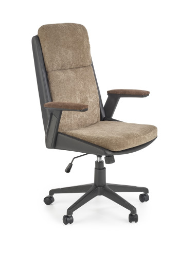 Fotel gabinetowy HERBIC tkanina / eco skóra / brązowy / czarny