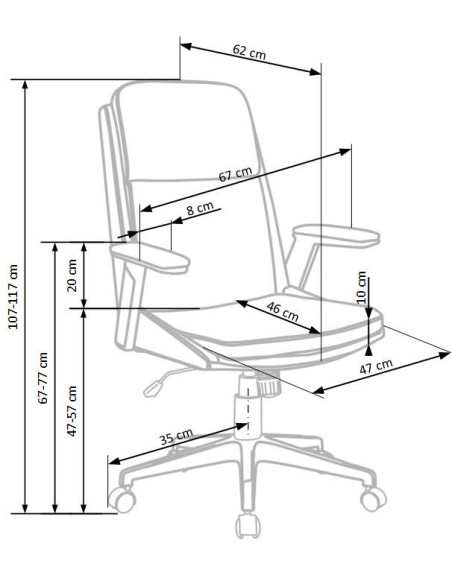 Fotel gabinetowy HERBIC tkanina / eco skóra / brązowy / czarny