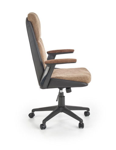 Fotel gabinetowy HERBIC tkanina / eco skóra / brązowy / czarny