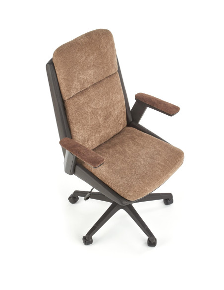 Fotel gabinetowy HERBIC tkanina / eco skóra / brązowy / czarny