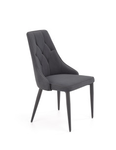 K365 Krzesło Pikowane Popielate VELVET, Czarne Nóżki - Stylowy Wzór