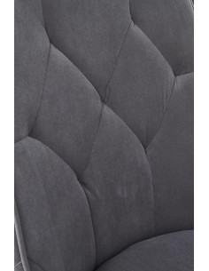 K365 Krzesło Pikowane Popielate VELVET, Czarne Nóżki - Stylowy Wzór 2
